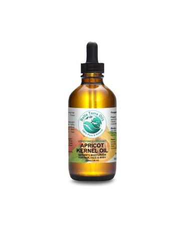 Bella Terra Oils Apricot Kernel Oil 4 oz 100% Pure Cold-pressed Unrefined Organic 4 Fl Oz (Pack of 1)
