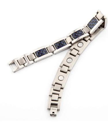 HAQI Titanium Magnetic Bracelet for Men | Magnetic Therapy Arthritis Bracelet with Strong Magnetism & Blue Carbon Fiber - International Shipping Available - Buy Online on GoSupps.com