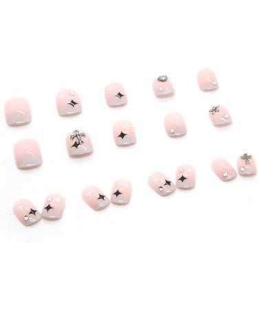 JustOTRY 24 Pcs Heart Square Gradient Nude French Press on Fake Nails | Trendy Short False Nails with Nail Glue | Squoval Nails for Women - Buy Online on GoSupps.com