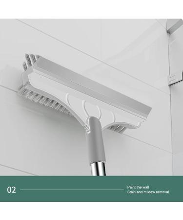 Virtcooy 3 in 1 Floor Scrubber | Floor Scrubber Brush with Long Handle | Shower Cleaning Brush with Triangular Rotating Brush Head for Flooring and Wall White - Buy Online on GoSupps.com