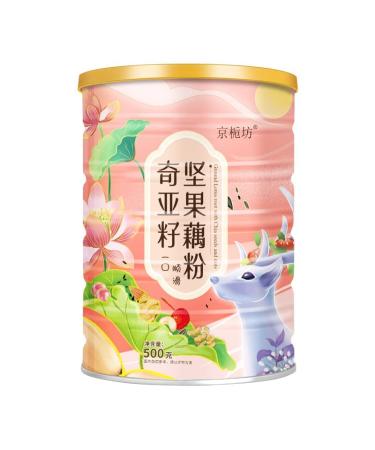 Chia Seeds Fruit Nuts Lotus Root Powder Instant Brewed Meal Replacement Porridge Brewed Nut Lotus Root Starch Soup Nutritious and Healthy Breakfast (1 can)