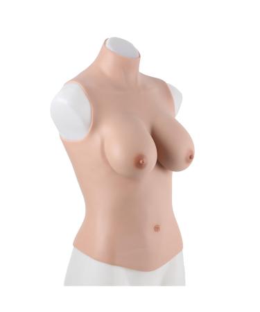 Knobco High Collar Artificial Realistic Silicone Breast Forms Fake Boobs Suitable for Mastectomy Prosthesis Weddings Christmas Halloween Cosplay (Color: Brown Skin Size: C) C Brown Skin