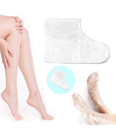 100Pcs Clear Plastic Disposable Booties for Foot with 100 Stickers for Snug Closure for Foot Pedicure Hot Spa Wax Treatment Foot - Buy Online on GoSupps.com