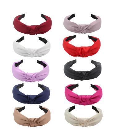 Headband for Women Girl Fabric Hair Band Alice Band Elastic Headband ladies headbands Hair Accessories for Women and Girl (10Silk)
