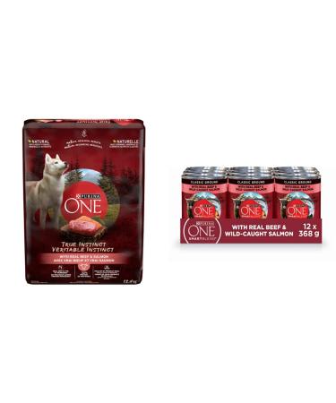 Purina ONE Smartblend True Instinct Natural Dry Dog Food + Wet Dog Food (Beef & Salmon)
