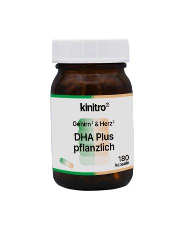 Kinitro DHA Plus Herbal vegan dietary supplement with omega-3 fatty acids from marine microalgae 250 mg DHA and 125 mg EPA in 2 capsules alternative to omega-3 from fish 180 capsules