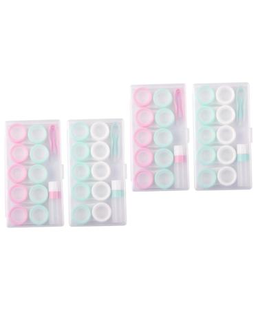 Healeved 4 sets Storage box for colored contact lenses Colored housing container for contact lenses travel contact case contact case mass pp macaron tweezers travel