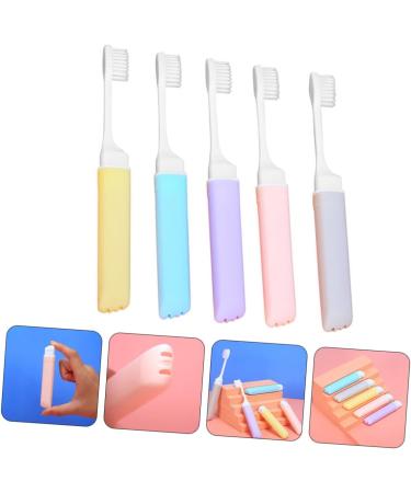 Buy SOLUSTRE 5pcs Folding Travel Toothbrush Set - Portable Travel Accessories for Adults - Ideal for Camping & Home Use - Buy Online on GoSupps.com