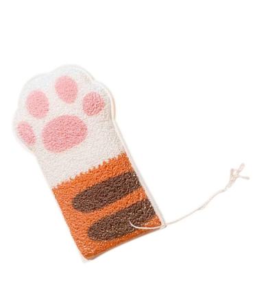 Body Exfoliating Sponge Elastic Cute Bathing Clean Scrub Brush with 4 Cat Paws Shower Scrub Brush