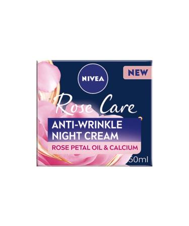 NIVEA Rose Care Anti-Wrinkle Night Cream (50ml) Anti-Wrinkle Face Cream with Nourishing and Skin Firming Properties Made with Rose Petal Oil Calcium and Creatine