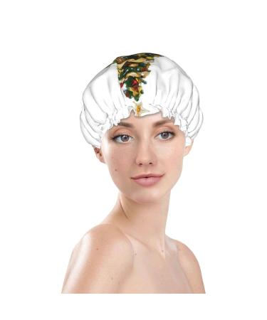 Garland Pine Tree Printed Waterproof Shower Cap for Women - Fits All Head Sizes and Hair Textures | Bath Cap - Buy Online on GoSupps.com