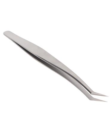 Eyelash Extension Tweezers Eyelash Tweezers Silver High Precision Stainless Steel for Manicure (Short Slanted Tweezers)