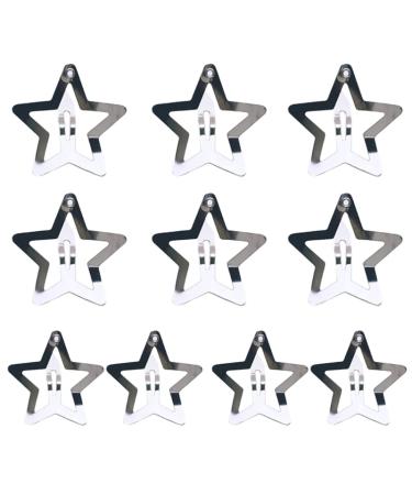 Metal Star Hair Clips Silver Cute Hollow Star Headpieces for Girls Women 10Pcs
