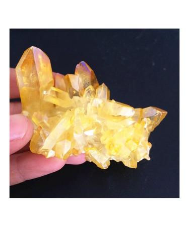 Yellow Aura Quartz Crystal Natural Quartz Cluster Specimen Rough Stones and Minerals Home Decor ZJGIDTEM