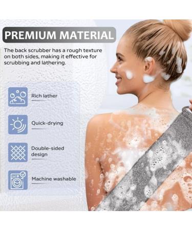 Premium Bamboo Fiber Exfoliating Body Scrubber Towel Deep Clean & Gentle Exfoliation for Smooth Skin-Grey - Buy Online on GoSupps.com