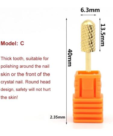 Tungsten Steel Nail Drill Bits 3/32 Inch Electric Nail Files Head for Cuticle Manicure Pedicure Professional Salon Home Tool C - Buy Online on GoSupps.com