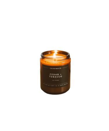 Calyan Wax Soy Wax Candle, Cedar & Tobacco Scented Candle for The Home | Premium Candle with Essential Oils | 7.2 oz 57 Hour Burn | Soy Candle in Amber Glass Jar | Aromatherapy, Gift Cedar / Tobacco
