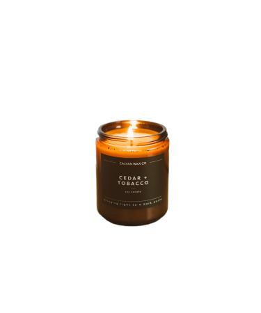 Calyan Wax Soy Wax Candle, Cedar & Tobacco Scented Candle for The Home | Premium Candle with Essential Oils | 7.2 oz 57 Hour Burn | Soy Candle in Amber Glass Jar | Aromatherapy, Gift Cedar / Tobacco - Buy Online on GoSupps.com