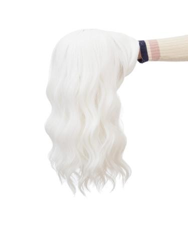 SWACC Short Curly Wavy Bob Wig with Bangs in White - Medium Length Synthetic Hair Wig for Women - Buy Online on GoSupps.com