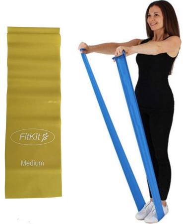 FitKit 1.5M Resistance Exercise Band - 4 Resistance Options for Pilates, Yoga, Rehab - Yellow - Buy Online on GoSupps.com