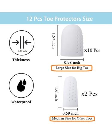 Breathable Silicone Big Toe Protectors | 12 Pcs | Pain Relief from Corns, Blisters, Ingrown Toenails | Women and Men | White Gel Toe Caps | Light Beige - Buy Online on GoSupps.com