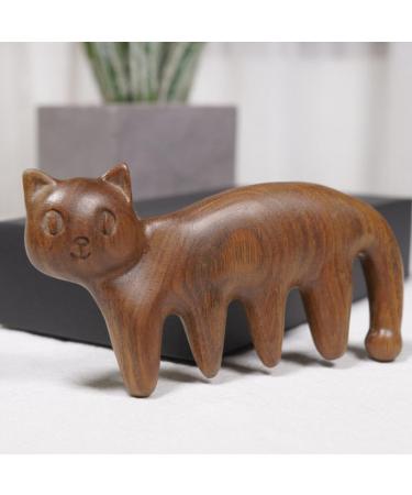 Didiseaon Cat-Shaped Wooden Massage Comb | Sandalwood Wide Tooth Scalp Comb for Men Women & Maternity - Buy Online on GoSupps.com