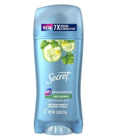 Secret Deodorant Solid 2.6 Ounce Crisp Cucumber Antiperspirant (Pack of 6)