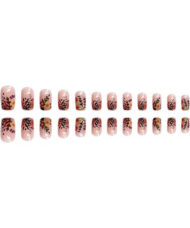 24Pcs/Box Flower Short Detachable Finished Fingernails Wearable Fake Nails Press on Square Head Full Cover Press on Nails for Wide Nail Beds Long Length Cute Designs Summer Z183 - Buy Online on GoSupps.com