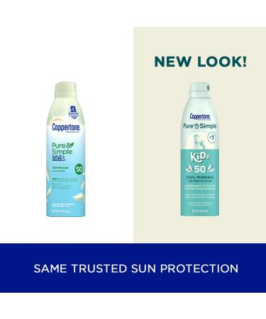 Coppertone Pure & Simple Kids SPF 50 Zinc Oxide Mineral Sunscreen Spray 5 Oz - Buy Online on GoSupps.com