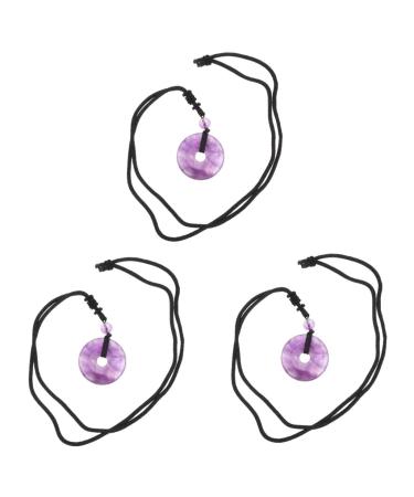 Healvian 3st necklace with safety buckle Jade-Donut-Halket Stone jewelry for women obsidian crystal jewelry gift men and women china violet chinese style cotton thread