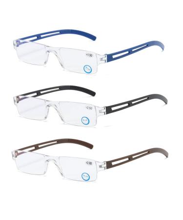 Kokobin 3 Stueck Frameless reading glasses visual aid with blue light fillers Anti Blue light reading aid for women and men +3.0 3 Stueck +3.0 Dioptries