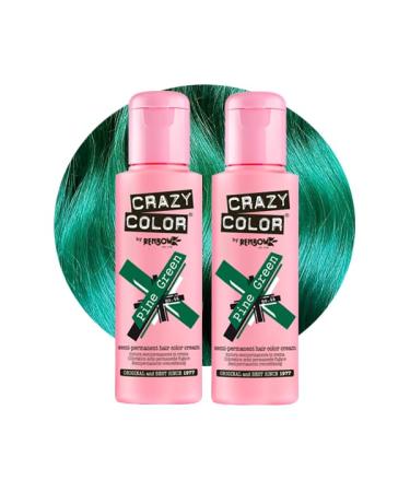 Crazy Color Vibrant Pine Green Semi-Permanent Duo Hair Dye. Highly Pigmented Dark Green Conditioning & Oil Nourishing Vegan Formula | No Bleach or Ammonia | 200ml - Buy Online on GoSupps.com