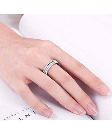 Koguxuix 925 Sterling Silver Cubic Zirconia Half Eternity Wedding Band Ring - Size 6 - Buy Online on GoSupps.com