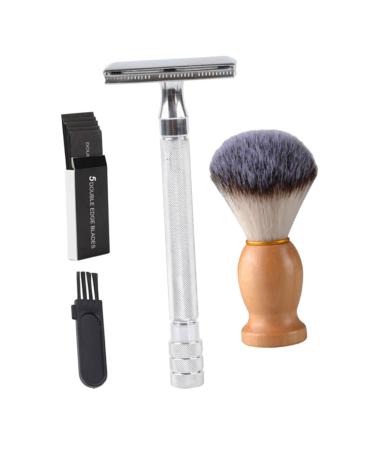 Beaupretty 1 Set Manual Shaver Beard Trimmer Shaver Trimmers for Beard Portable Beard Trimmer Face Trimmer Mens Hair Sweep Brush Shaving Brush Barber Razor Kit Combination Belt Double Sided