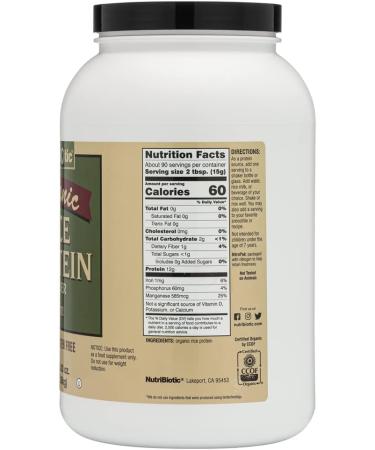 NutriBiotic Organic Rice Protein Powder - 3 lb | Low Carb Vegan, Keto Friendly, Gluten-Free - Buy Online on GoSupps.com