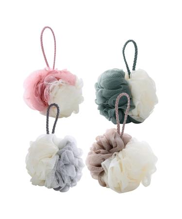 Healeved 4 Pcs Large Bath Ball Massage Sponge for Body Bath for Shower Nylon Mesh Sponge Shower for Home