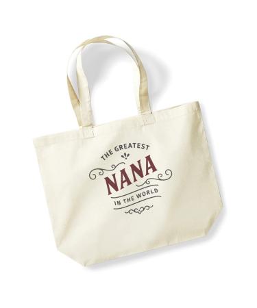 D Design Invent Print! Nana Gift Bag Tote Shopping Bag Birthday Gift Present for Nana Keepsake Idea - Size: 47cm x 40cm x 12cm Natural