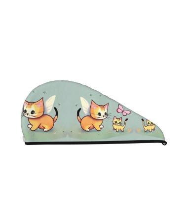 Kitten butterfly dry hair cap girls soft super absorbent elastic wrap wet hair long thick hair quick dry cap women's cap