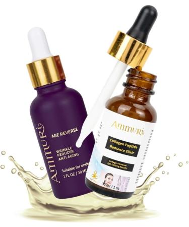 Ammuri Advanced Antiaging and Collagen Peptide Serum Duo Moisturizing and radiant skin care set Reduces fine lines wrinkles and dark spots Vegan lightweight and - Buy Online on GoSupps.com