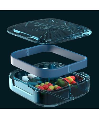 Portable Weekly Pill Organizer Box - 7 Compartments & 4 Grids for Pills/Jewelry Storage - Blue - International Shipping Available - Buy Online on GoSupps.com