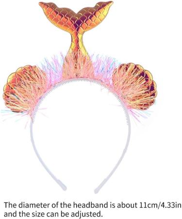 xbiez Shinning Tinsel Mermaids Hairband Music Concerts Fish Scale Headband for Teens Adult Party Performances Hair Supplies Fish pattern purple - Buy Online on GoSupps.com