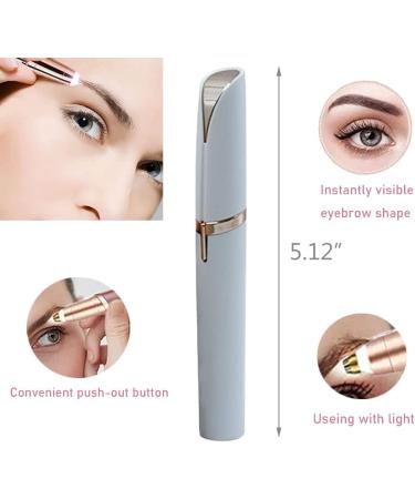 Rechargeable Electric Eyebrow Hair Remover with LED Light - Painless Trimmer for Women - White - Buy Online on GoSupps.com