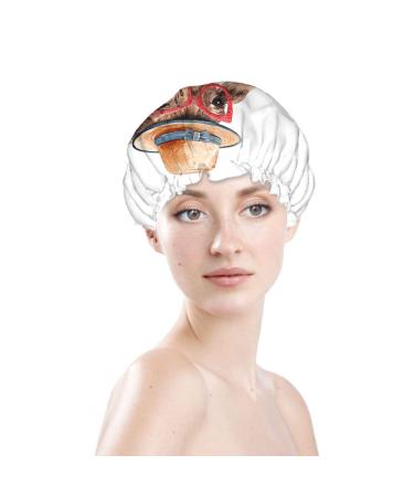 Moslion African Animal Giraffes Shower Cap - Cute Safari Wildlife Women's Reusable Hair Cover - Buy Online on GoSupps.com