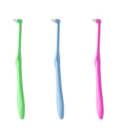 3 Pieces Tuft Toothbrushes Slim Interspace Teeth Brush for Orthodontic Braces & Detail Cleaning
