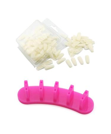 KADS 1set Dismountable Practice Removable Nail Training Holder + 100pcs Practice Nail Tips Salon Manicure Nail Art Beauty Tools Rose Red