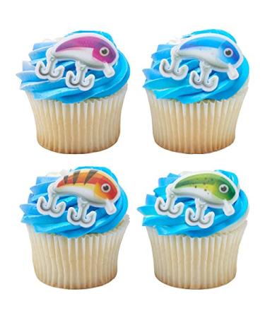 24 Fishing Lure Cupcake Rings Toppers