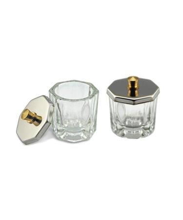 ConStore 2PCS Glass Crystal Dappen Dish with Lid Mini Bowl Cups Nail Art Tools Clear Nail Art Equipment for Mixing Liquid Powder - Buy Online on GoSupps.com