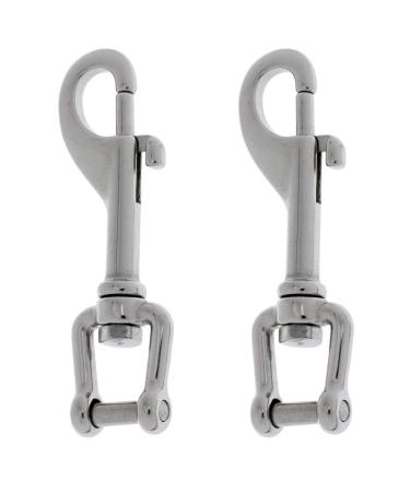 YiMusic 2 Pieces Heavy Duty 316 Stainless Steel Swivel Shackle Bolt Snap Hook Suit for Outdoor Camping Fishing Water Sports Accessories