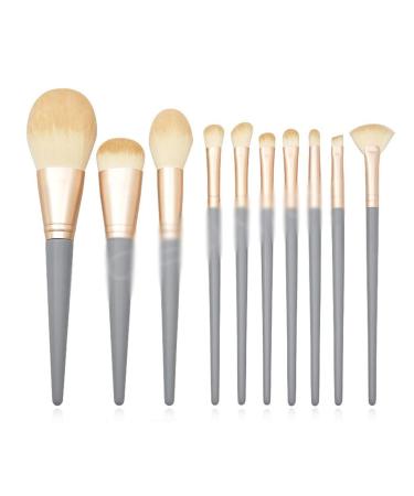DFHBFG 10 Wooden Handle Makeup Brush Set Matte Powder Brush Makeup Tools 1 D
