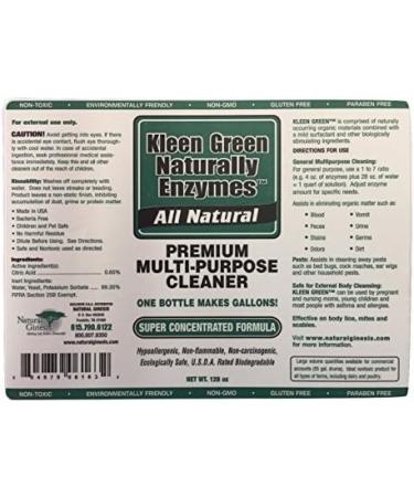 Kleen Green Naturally 16 oz Concentrated Formula - Eco-Friendly Enzyme Cleaner for Home & Travel - Buy Online on GoSupps.com